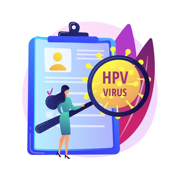 Human papillomavirus hpv abstract concept  illustration. hpv infection development, skin-to-skin viral infection, human papillomavirus, cervical cancer early diagnostics abstract metaphor. Free Vector